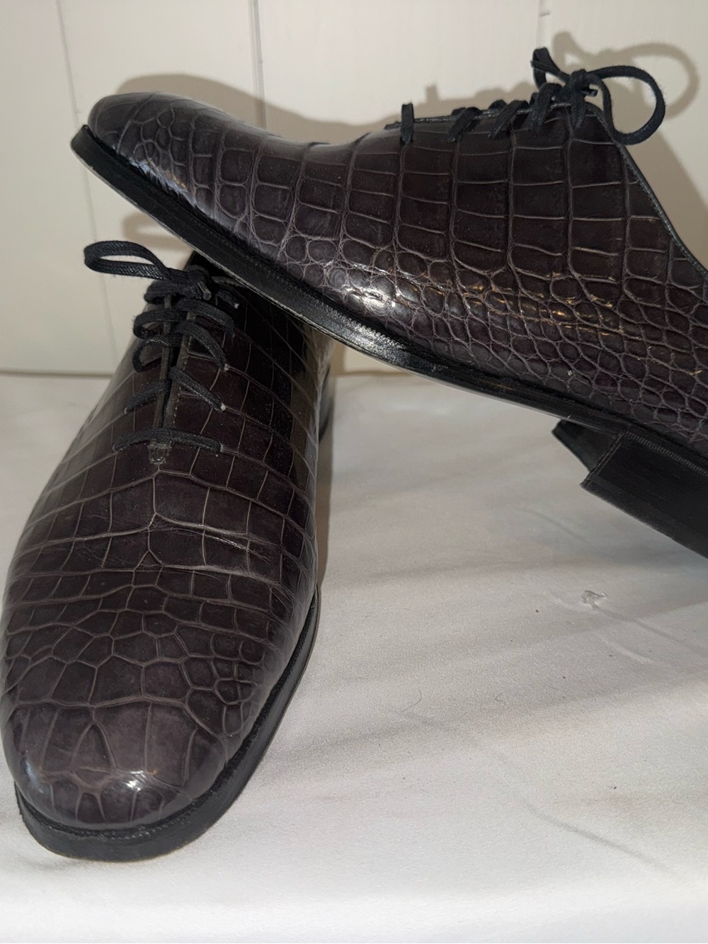 STEFANO RICCI Black Crocodile Leather Oxford Shoes 9 US Men's dress shoes - Picture 3 of 5